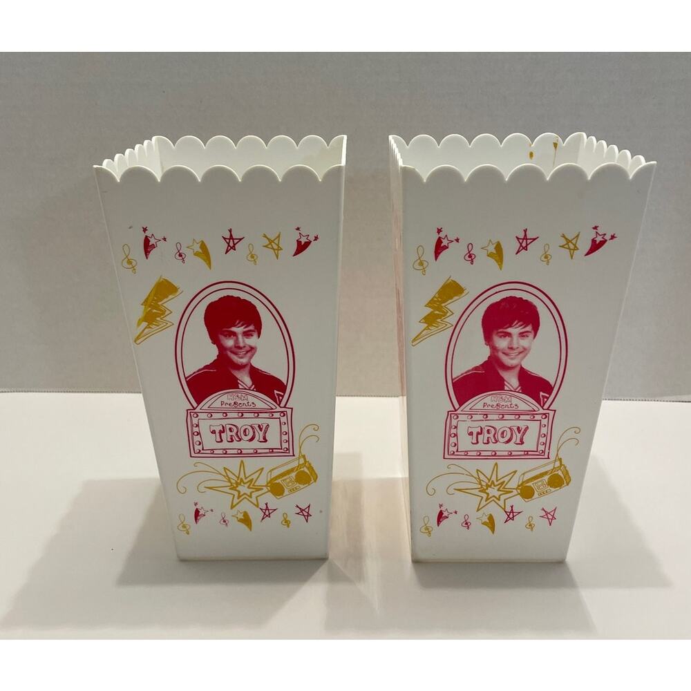 2 Rare Disney High School Musical HSM Popcorn Snack Boxes Wildcats Plastic